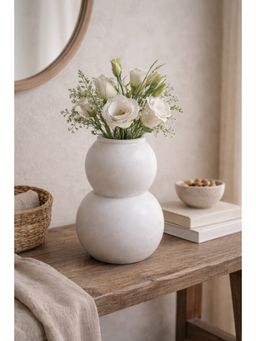 Ashnam - Marble Finish Minimalist Double Gourd Decorative Vase Modern Tabletop Accent