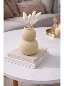 Ashnam - Beige Clair Minimalist Double Gourd Decorative Vase Modern Tabletop Accent