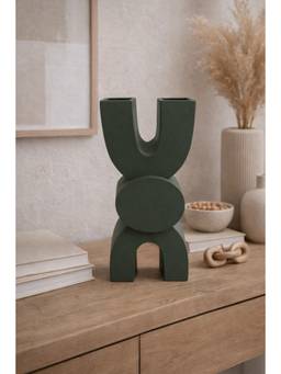 Ashnam - Black Clair Dual Tube Geometric Decorative Sculptural Vase