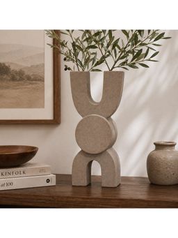 Ashnam - Brown Gris Dual Tube Geometric Decorative Sculptural Vase