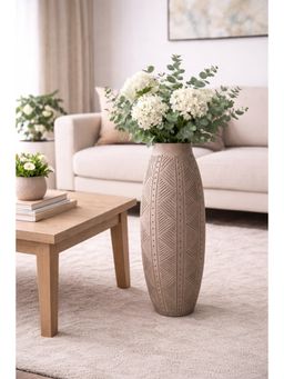 Ashnam - Sand Finish Textured Geometric Decorative Vase