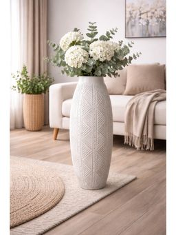 Ashnam - Marble Finish Textured Geometric Decorative Vase