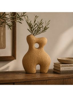 Ashnam - Sand Finish Abstract Sculptural Textured Artistic Decorative Vase