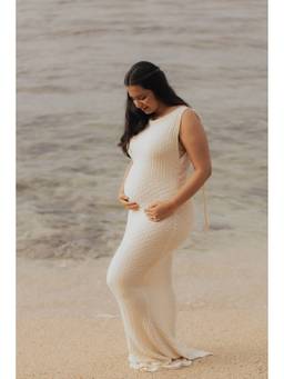 Meko Studio - Off White Serena Flowy Baby Shower Maxi Dress