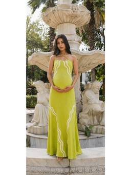 Meko Studio - Green Petra Dress Flowy Maternity Maxi Dress