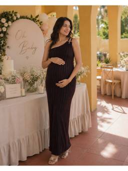 Meko Studio - Black Angela One Shoulder Baby Shower Dress