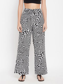 Clovia - Crepe Print Me Pretty Flared Pants-Multi-Color