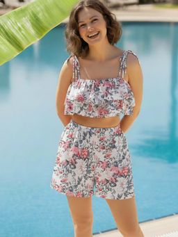 AOBA - Floral Printed Swim Co-Ord (Set of 2)