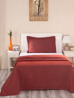 Maspar - Hues Nouveau Tradition Zigwine 280 GSM Polyester Red Woven Yarn Dyed Single Bed Cover