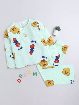 Hopscotch - Green All-Over Print T-Shirt with Pyjama