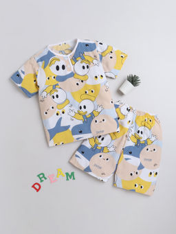 Hopscotch - Multi-Color Printed T-Shirt with Shrts