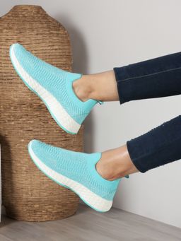 Carlton London - Blue Slip-On Round Toe Women Sneakers