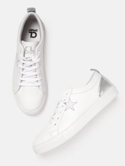 Carlton London - Silver Lace-Ups Round Toe Women Casual Sneakers