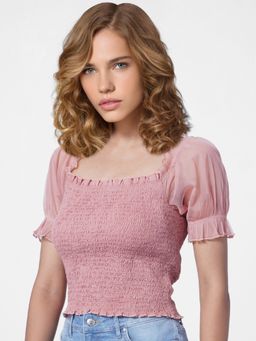 ONLY - Women Textured Pink Top