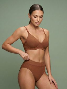 Curwish - Beautiful Basics Ribbed T-Shirt Bra and Bikini Set