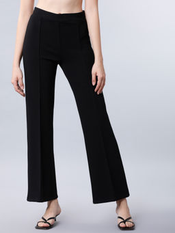 TOKYO TALKIES - Women Black Regular Fit Solid Parallel Pant