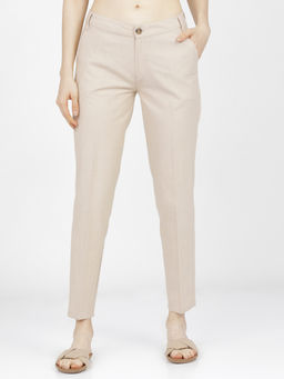 TOKYO TALKIES - Women Beige Solid Formal Trouser