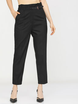 TOKYO TALKIES - Women Black Tapered Fit Trouser