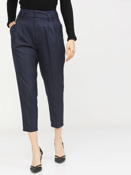 TOKYO TALKIES - Women Slim Fit Navy Blue Trouser