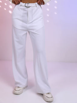 TOKYO TALKIES - Women White Straight Trouser