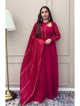 NUD - Magenta Anarkali with Dupatta (Set of 2)