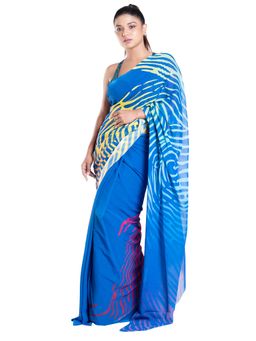 Boveee - Cosette Georgette Digital Printed Saree In Blue Color with Unstitched Blouse