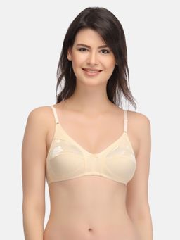 Clovia - Lace Solid Non-Padded Full Cup Wire Free Bridal Bra - Nude