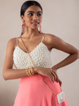 Gajra Gang - Shirley Off white Pearl embroidered Strappy Blouse