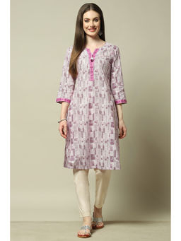 Rangriti - Purple Printed Cotton Straight Kurta