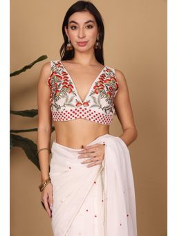 Kaanchie Nanggia - White Georgette Embroidered Blouse
