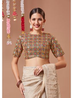 SALWAR STUDIO - Multicolour Georgette Round Neck Padded Readymade Blouse