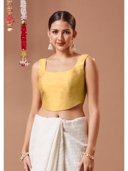SALWAR STUDIO - Gold Silk Corset-Style Padded Sleeveless Readymade Blouse