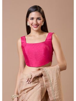 SALWAR STUDIO - Pink Silk Corset-Style Padded Sleeveless Readymade Blouse