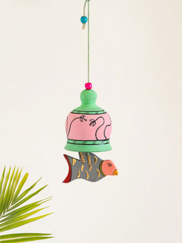 ExclusiveLane - Flappy Bird Terracotta Decorative Hanging (Multicolored, Hand-Painted)