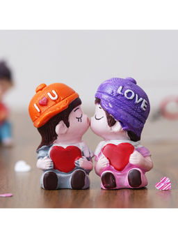 eCraftIndia - Boy and Sweet Girl Cute Couple Kissing Statue Decorative Multi-Color