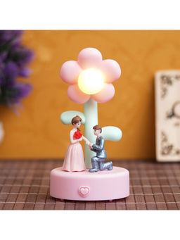 eCraftIndia - Miniature Lovely Couple Statue with Flower Table Lamp Multi-Color