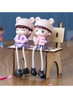 eCraftIndia - Cute Couple Sitting on Beanch Holding Love Decorative Multi-Color