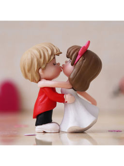 eCraftIndia - Romantic Kissing Couple Statue Decorative Valentine's Day Multi-Color