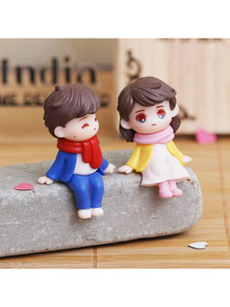 eCraftIndia - Cute Boy and Girl Sitting Couple Statue Decorative Multi-Color