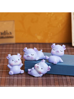 eCraftIndia - Set of 4 Miniature Cute Deer Statues Animal Figurines Purple