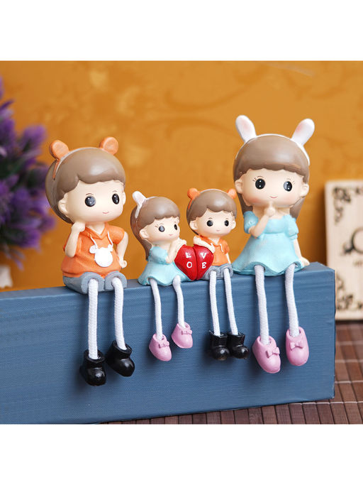 eCraftIndia Lovely Girl, Boy, Mom, Dad Family Set Decorative Multi-Color
