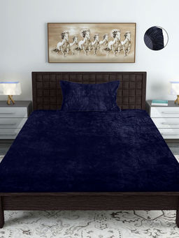 HOSTA HOMES - Warm Flat Bed Sheet With One Pillow Cover Navy (Single)