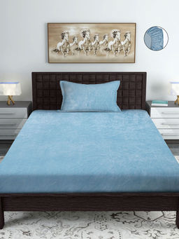 HOSTA HOMES - Warm Flat Bed Sheet With One Pillow Cover Aqua (Single)