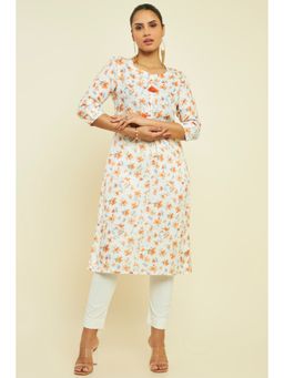 Soch - Women Beige Linen Printed Kurta