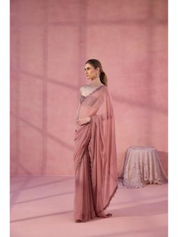 Old Marigold - Always In Feeling Mauve Chinon Embellished Saree without Blouse