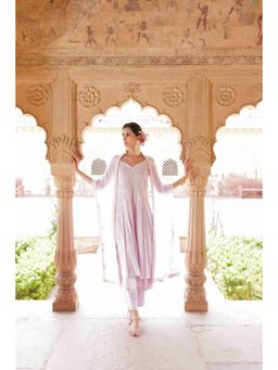 Preevin - Lavender Big Flower Anarkali With Dupatta