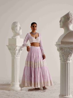 Preevin - Lavender Diamond Lehenga and Blouse with Embroidered Dupatta