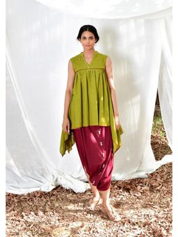 OMAANA - Lime Pop Kurta with Dhoti Pants