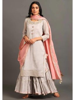 OMAANA - Powder Blue Mehar Kurta with Sharara and Dupatta