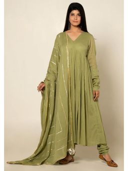 OMAANA - Harit Taani Anarkali Kurta with Churidar and Dupatta